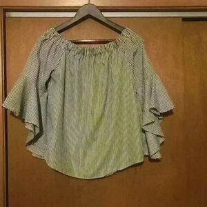 Kontrol Bell Sleeve Vertical‎ Striped Top BOHO Great Condition Size Medium